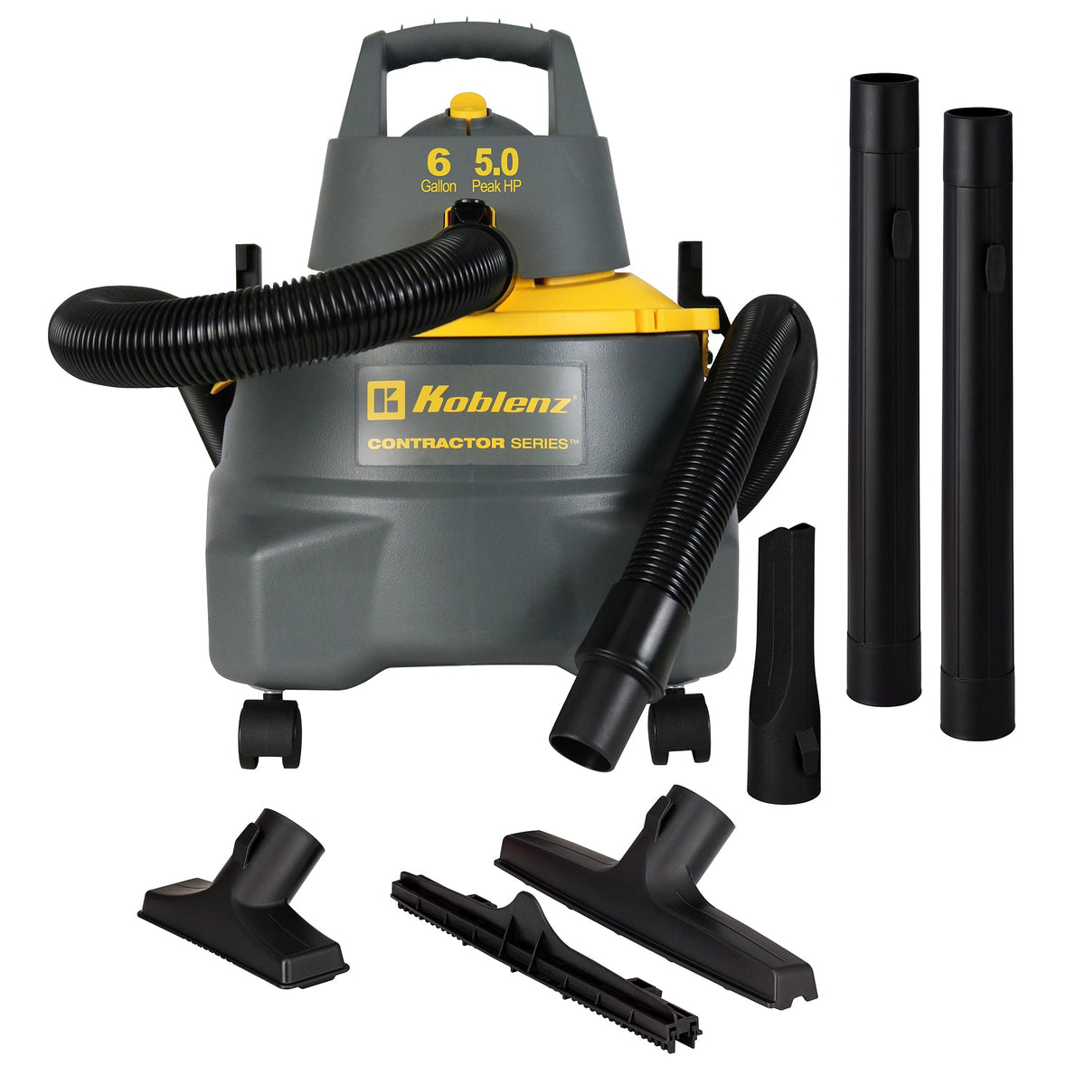 Koblenz WD-6 C212 6-gallon wet and dry shop vacuum with accessories