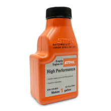 STIHL High Performance two-cycle engine oil 2.6 fluid ounce bottle for one gallon mix