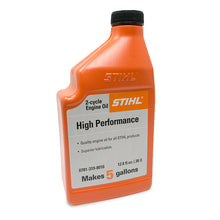 STIHL High Performance two-cycle engine oil 12.8 fluid ounce bottle for five gallon mix