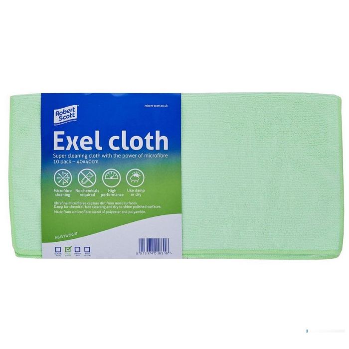 Exel Microfibre Cleaning Cloth – 40 × 40cm, Green