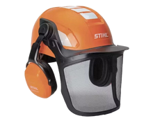 STIHL ADVANCE X-VENT forestry helmet system with mesh visor and ear protection
