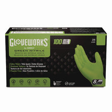 Gloveworks® Green Raised Diamond Texture Nitrile Gloves – Medium | 8 mil, 100/Box