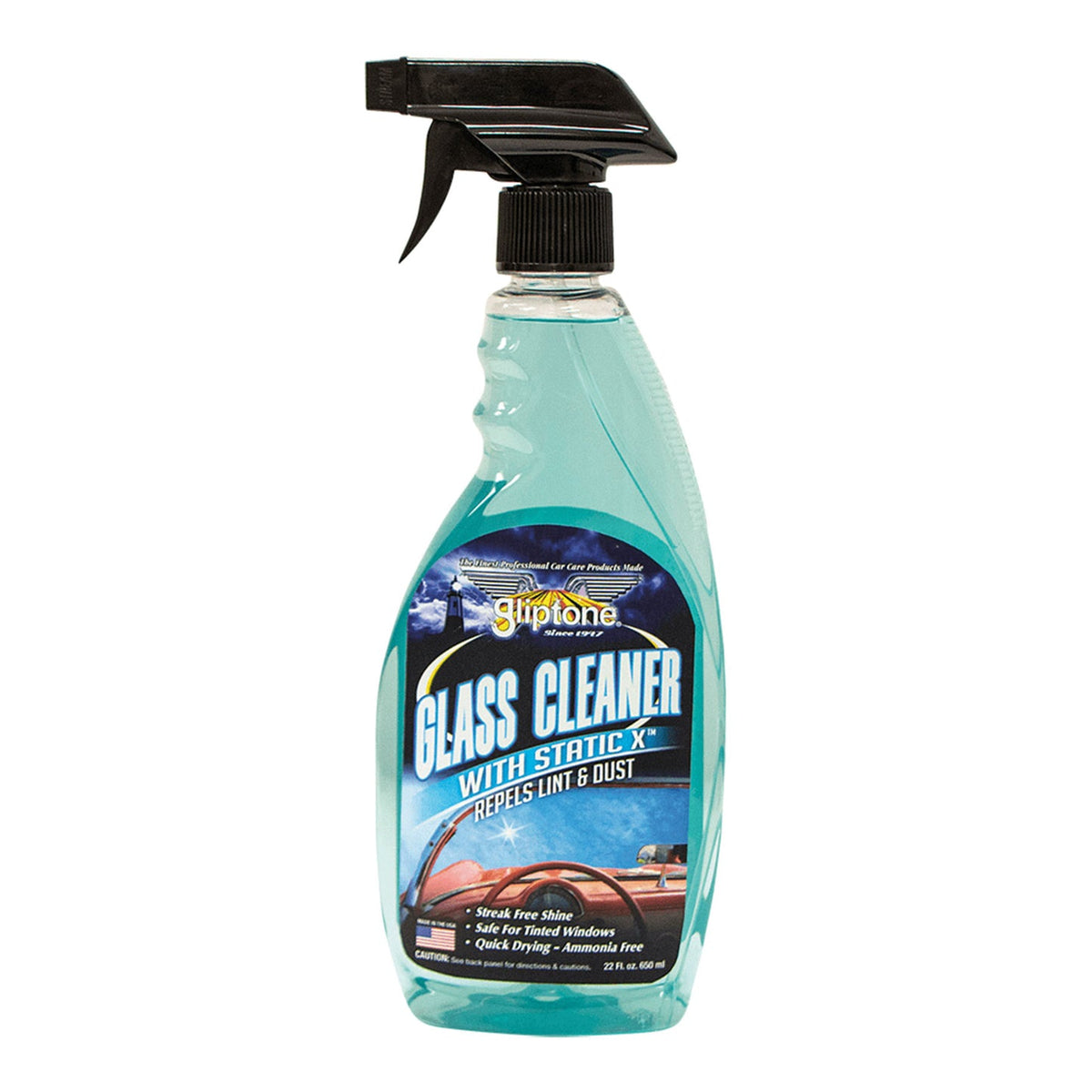 Gliptone Glass Cleaner with Static-X 22 ounce spray bottle
