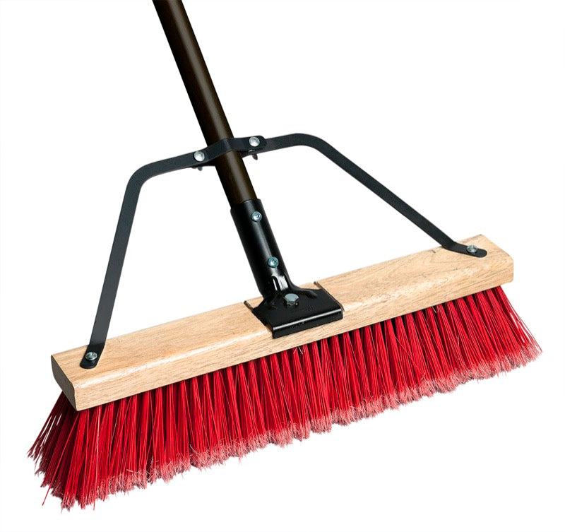 M2 RYNO 18 inch red and black medium push broom with handle
