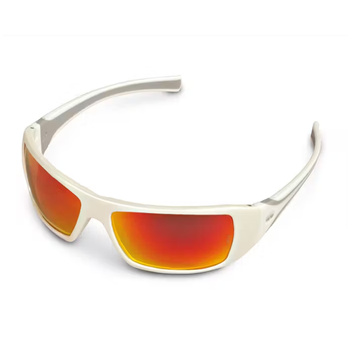 STIHL White Ice safety glasses with orange mirror lenses